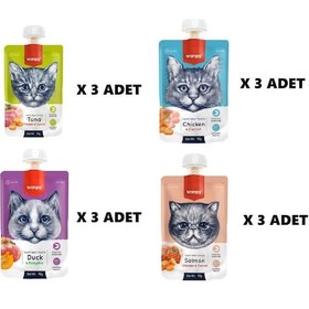 Resim Wanpy Premium 4'ü Lezzetli Kedi Ödülü Seti 12 x 80 G 