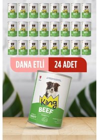 Resim King Sos İçerisinde Et Parçacıklı Dana Etli Köpek Konservesi 400 Gr 24 Adet 