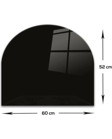 Resim Decorita Cam Ocak Arkası Koruyucu | Oval Şekilli | Düz Renk - Siyah | 52CM x 60CM 