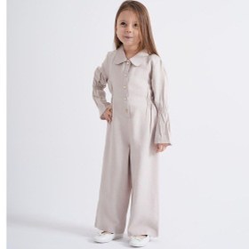 Resim Oliventhekid Bej Lastikli Kız Çocuk Tulum Bej Bej 