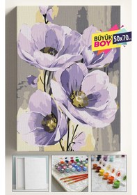 Resim Sayılarla Boyama Seti Numaralı Tuval Fırça Boya Dahil Kasnaklı Set 50x70 Cm - Mor Gelincik 