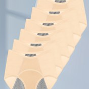 Resim 6'lı Paket Kadınlar İçin Büyük Beden Adet Altı - Yüksek Bel Nefes Alabilen Mesh Sızdırmaz Külot, Buz İpeği Dokulu Dikişsiz Karın Kontrolü Menstrual Rahatlık, Açık Bej, Göbek Kontrollü İç Çamaşırı, Menstrual Koruma, Şık Külot, Pürüzsüz Dokusu, Doğum Sonrası 