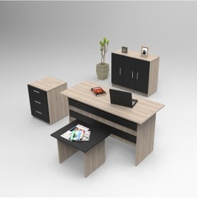Resim L'occi Concept Diego ABCE Ofis Büro Masa Takımı Meşe-Siyah 