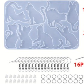 Resim 53 parça/set Kendin Yap Reçine Damlama Jeli Reçine Küpe Kolye Sevimli Köpekler Kediler Hayvan Kolye Silikon Kalıp Küpe Kanca Küpe Geri Kulak Pimleri için Kendin Yap Takı Yapım Kiti 