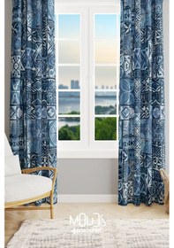 Resim Ephesus Mosaic Desenli Süet Oturma Odası Salon Fon Perde Baskılı Ekstrafor Büzgü 2 Kanat Prd-1016 Çok Renkli 