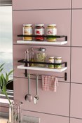 Resim fullreyon Olea Dekoratif Duvar Rafı Banyo Mutfak Düzenleyici Set Sukulent Kaktüs Rafı Organizer Raf 