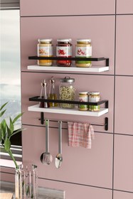 Resim fullreyon Olea Dekoratif Duvar Rafı Banyo Mutfak Düzenleyici Set Sukulent Kaktüs Rafı Organizer Raf 