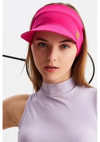 Resim Kadın Uv Korumalı Katlanabilir Üstü Açık Yumuşak Siperli Pamuklu Penye Tenis Vizör Şapka - Tek Ebat / Fuşya Fuşya 