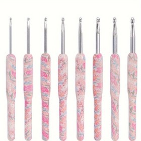 Resim 8 Parça Tığ Seti - 2.5mm'den 6mm'ye Metal Ergonomik Tutma Yeri, Kaymaz Kavrama ve Her Boyutta Örgü İğnesi ile El İşlerine Uygun (Başlangıç/Gelişmiş) – Hobi Severleri İçin Mükemmel Hediye, Ergonomik Tığ Seti, Sevimli Tığlar, Tığ İçin Kanca, Artritik Eller İçin Tığlar, Ergonomik Tığ Seti, Estetik Tığ Seti, Croshet, Sevimli Tığ İşi Kancalar, Artrit ve Bilek için Tığlar, Tığ İçin Kancalar, Sevimli Tığ, Tığ İşi Saklama Kutusu, Tutma Yeri Olan Tığ, Yumuşak Dokunuşlu Tığ, Desenli 