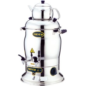 Resim Işıkgaz 7 Lt Çift Demlikli Silver Çay Makinası Semaver 