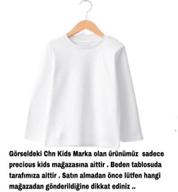 Resim CHN KİDS Unisex Pamuklıu Bisiklet Yaka Basic Uzun Kollu Çocuk T-shirt (1-15) Yaş 