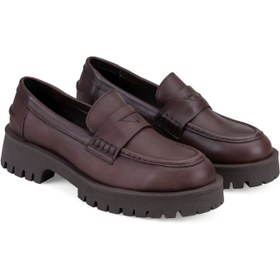 Resim Kadın Kahve Deri Günlük Ayakkabı 