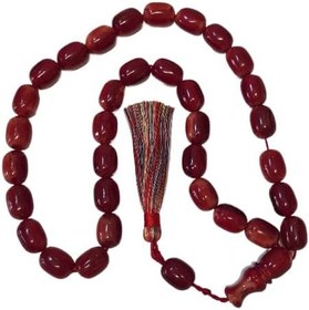 Resim El Yapımı Katalin Tespih, 52 Santim, 118 Gram, 15x20 mm, Hardal Renk Püsküllü, Usta İşi Kuru Torna, Koleksiyonluk, Kadife Kutulu 