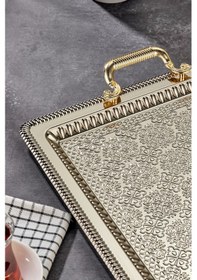 Resim Cooker İnci Metal Dikdörtgen Battal Boy Gümüş Sunum Tepsisi 60x40 Cm Ckr3543 Diğer 