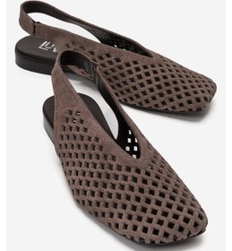 Resim Luvishoes Delızıa Vizon Süet Hakiki Deri Önü Kapalı Lazer Kesim Kadın Sandalet 