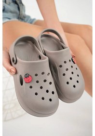 Resim Unisex Çocuk Sabo Sandalet Günlük Ev Havuz Ve Plaj Terliği Gri 