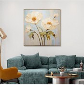 Resim Yağlı Boya Dokulu Tablo Spatula Modern Çiçekler Altın Çerçeveli U02010-178865 