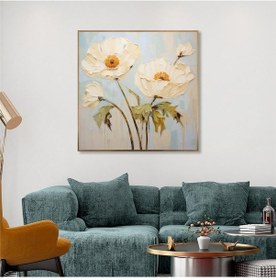 Resim Yağlı Boya Dokulu Tablo Spatula Modern Çiçekler Altın Çerçeveli U02010-178865 