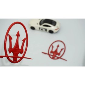 Resim Dk Tuning Maserati Yan Kanatlar Çemberli Kırmızı Rozet Amblem Seti 