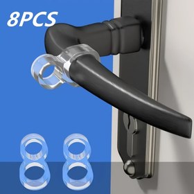Resim 8 Paket Şeffaf PVC Kapı Tutucu - Kapı Tutukları İçin 8 Şekilli Kauçuk Tampon Koruyucuları, Çarpışma Önleyici Kapı Koruyucuları 
