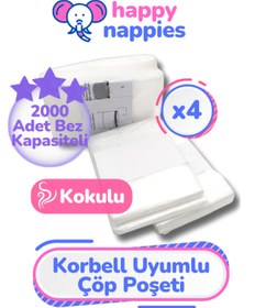 Resim Korbell 16l Uyumlu Yerli Malı Çöp Poşeti - 4 Paket - 2000 Adet Bebek Bezi Kapasitesi 