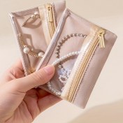 Resim 2'li Kadife PVC Takı Düzenleyici Çantalar - Küpe, Yüzük, Bilezik, Madeni Para için Taşınabilir Seyahat Saklama Çantaları - Elde Yıkanabilir, Profesyonel Kuru Temizleme Güvenli 