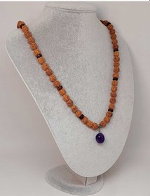 Resim Ametist Taşlı Rudraksha Tohum Kolye Dolama Bileklik 8mm 49722 