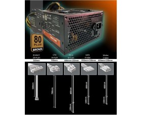 Resim Sprange PS500-80P 500W 80 Plus Bronze Gamer 12CM Geniş Fan Power Supply 