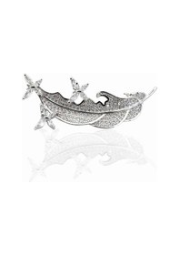Resim Oya Silver Taşlı Mini Kelebekli Kuş Tüyü Gümüş Broş 4.2x1.8cm 61112606 