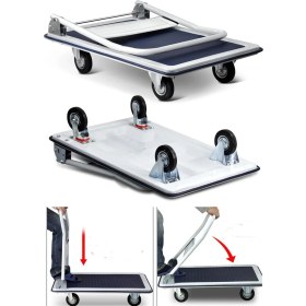 Resim Staxx Power 300 kg Kapasite Alaşımlı Çelik Katlanır Platform 4 Tekerlekli Malzeme Koli Paket Taşıma El Arabası 