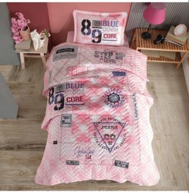 Resim Clasy Ranforce Yatak Örtüsü Tek Kişilik Denim V1 Pembe 