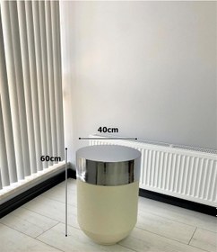Resim evdeniste Dekoratif Krom Darbuka Beyaz Sehpa 60cm 