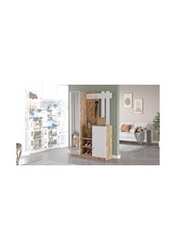 Resim Robinhome Robin Home Liva Aynalı Vestiyer Portmanto Ayakkabılık Çam-Beyaz 