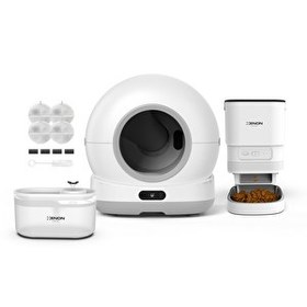Resim Xenon Smart Akıllı Kameralı Kedi Tuvaleti Çelik Kaseli Mama Kabı Led Işıklı Su Pınarı ve Filtre 4'lü Pet Seti 