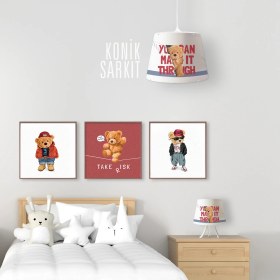 Resim Popcorn Kids Teddy Bear Konik Sarkıt Aydınlatma (Large) 