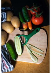 Resim Solingen Mat Yeşil Sapan Soyacak Paslanmaz Alman Çeliği, Ergonomik Sap, Çift Yönlü Kullanım-185 Yeşil 