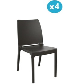 Resim Omnipazar Sy-2506 Plastik Eve Bahçe Koltuk Sandalye 4'lü Set Kahverengi 
