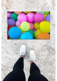 Resim Dijital Baskı Renkli Balon Desen Kapı Önü Paspası K-1015 