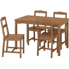 Resim Mutfak Masası Takımı, Antika Vernik-çam, 4 Sandalyeli Natural 