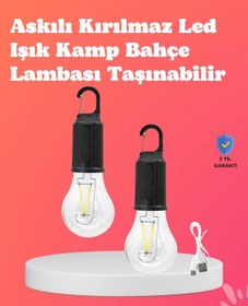 Resim C Tipi Şarjlı Asılabilir Kamp Feneri Beyaz 