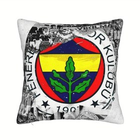 Resim 1 Adet Fenerbahçe Yastık Kılıfı - Yumuşak ve Dayanıklı Makinede Yıkanabilir Polyester, Takım Logolu & 1903 Tasarımı, Fermuarlı, Karışık Renkler, Oturma Odası, Yatak Odası, Oyun Odası Dekoru (İç Dolgu Dahil Değildir) 