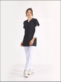 Resim ÇİZGİ MEDİKAL Lacivert Lüks Likralı Greys Tunik Boy Tek Üst 