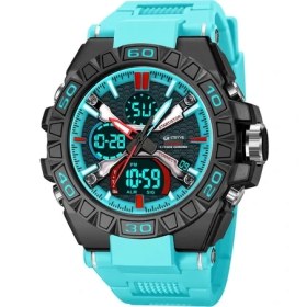 Resim Hanyang S8026 Mavi Işık Yeni Stryve Marka Spor Relojs Sıcak Erkek Dijital-Analog Çift Hareketli Aydınlık Takvim 5ATM Su Geçirmez Saatler S8025 S8026 (Yurt Dışından) 