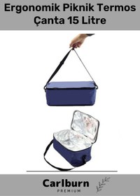 Resim Carlburn Özel Üretim Şık Görünüm Uzun Süre Sıcak Soğuk Dayanıklı Plaj Kamp Sahil Piknik Termos Çanta 15 Litre 