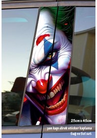 Resim Psikopat Joker Sticker Yan Kapı Direk Kaplama 2li Sol Sağ Takım Yapıştırma 