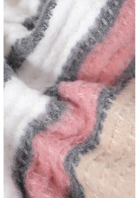 Resim Aksu Ponpon Pamuklu Çift Kişilik Battaniye - Pembe 