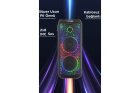 Resim Torima Bluetooth Hoparlör Mikrofonlu Kumandalı Rgb Işıklı Speaker D64 Siyah 