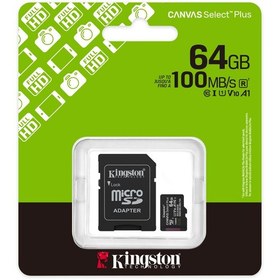 Resim Kingston 64 Gb Microsd Hafıza Kartı 100 Mb/s Class 10 V10 A1 