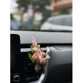 Resim Plantarrium Design Oto Aksesuar/koku-Mini Buket Orta Pembe Peluş 