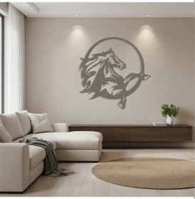 Resim Şahlanan At Metal Duvar Dekoru - Hayvan Temalı Metal Tablo 